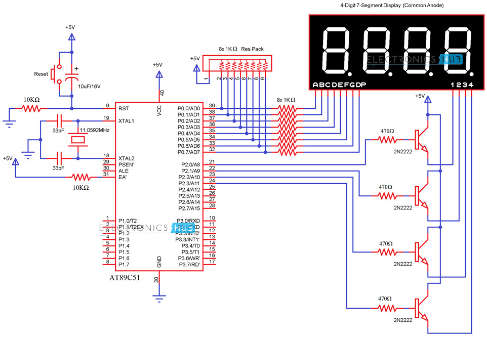 接口7段显示到8051 4-Digit电路gydF4y2Ba