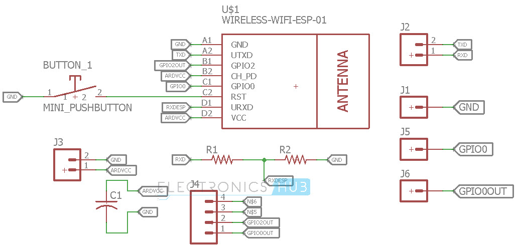 DIY PCB ESP8266 WiFi模块PCB原理图