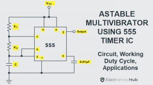 采用555定时器集成电路的非稳态多谐振荡器
